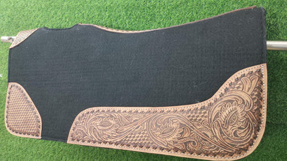 18 MM Woollen Felt Western Saddle Pad | Hand-Carved Leather Horse Tack