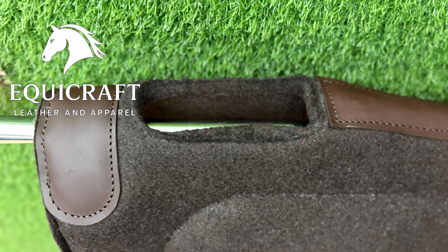 18 MM Brown Woollen  Felt Saddle Pad with Hand-Carved Leather | Western Riding Pad | 30X30" & 32X32"