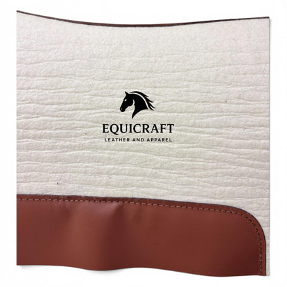 18 MM Cream  Woollen Felt Saddle Pad with Leather | Western Riding Pad | 30X30" & 32X32"