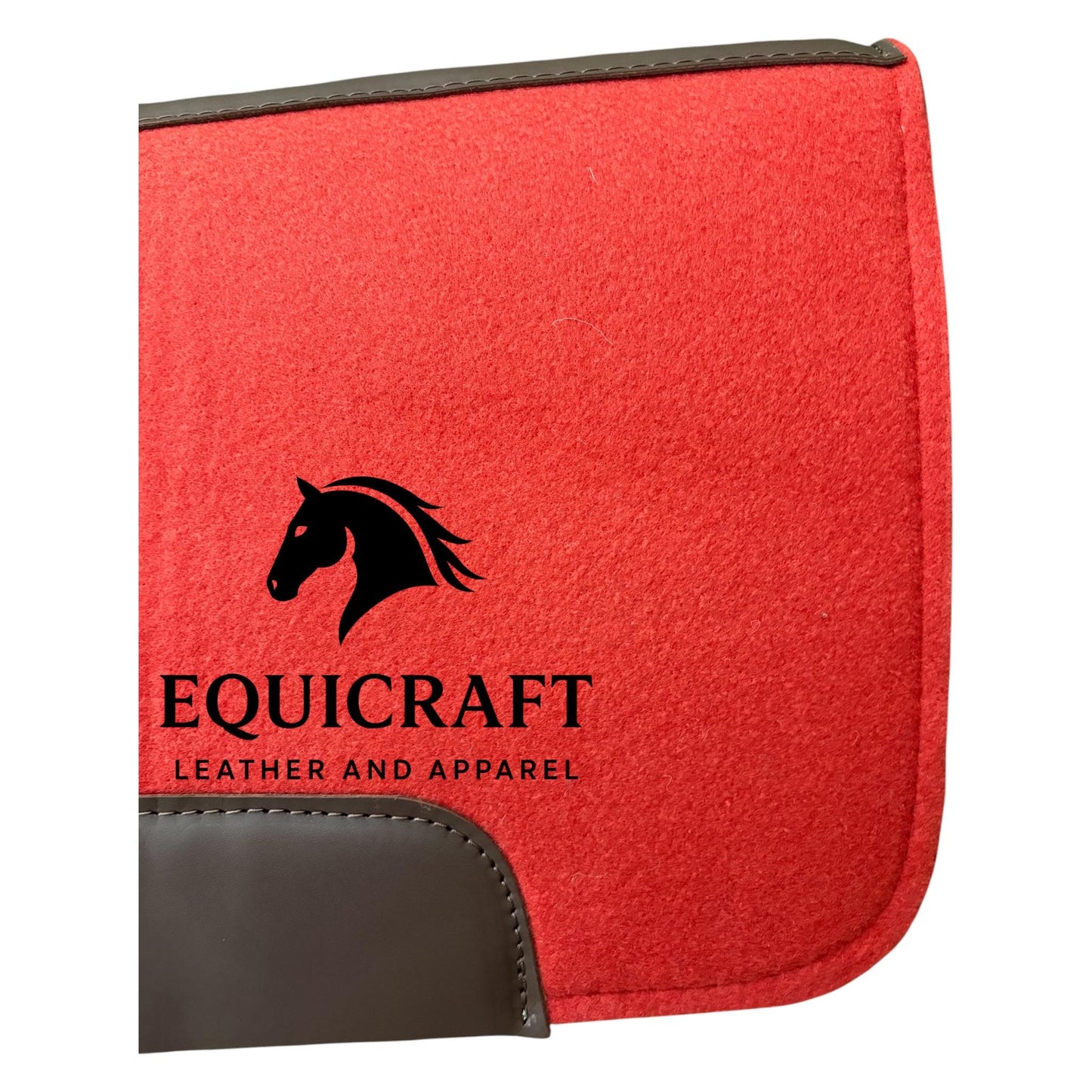 18 MM Red Woollen  Felt Saddle Pad with Leather | Western Riding Pad | 30X30" & 32X32"