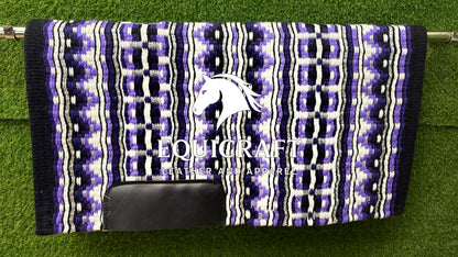 Aztec Western Show Saddle Pad | Purple Black Silver Wool Blanket | Hand-Woven Southwestern Horse Saddle Pad Trail Pad Equestrian Gift