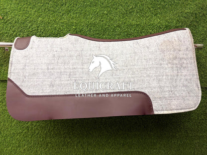 18 MM Grey Woollen  Felt Saddle Pad with Leather | Western Riding Pad | 30X30" & 32X32"