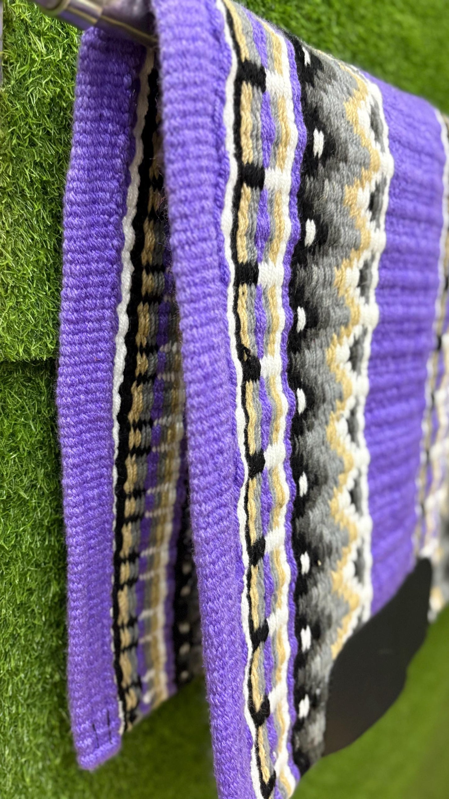 Handmade Western Saddle Pad | Purple Grey Saddle Blanket | Aztec Wool Horse Pad | Southwest Show Pad | Horse Tack Gift