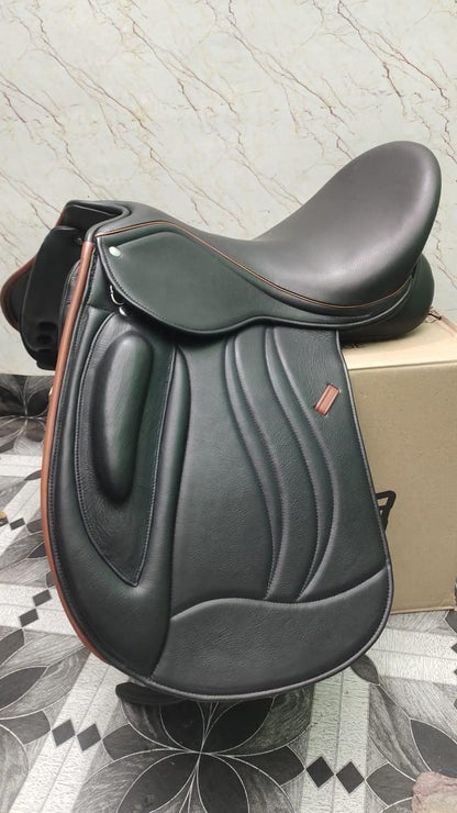 Black Leather Dressage Saddle | Long Flap English Saddle