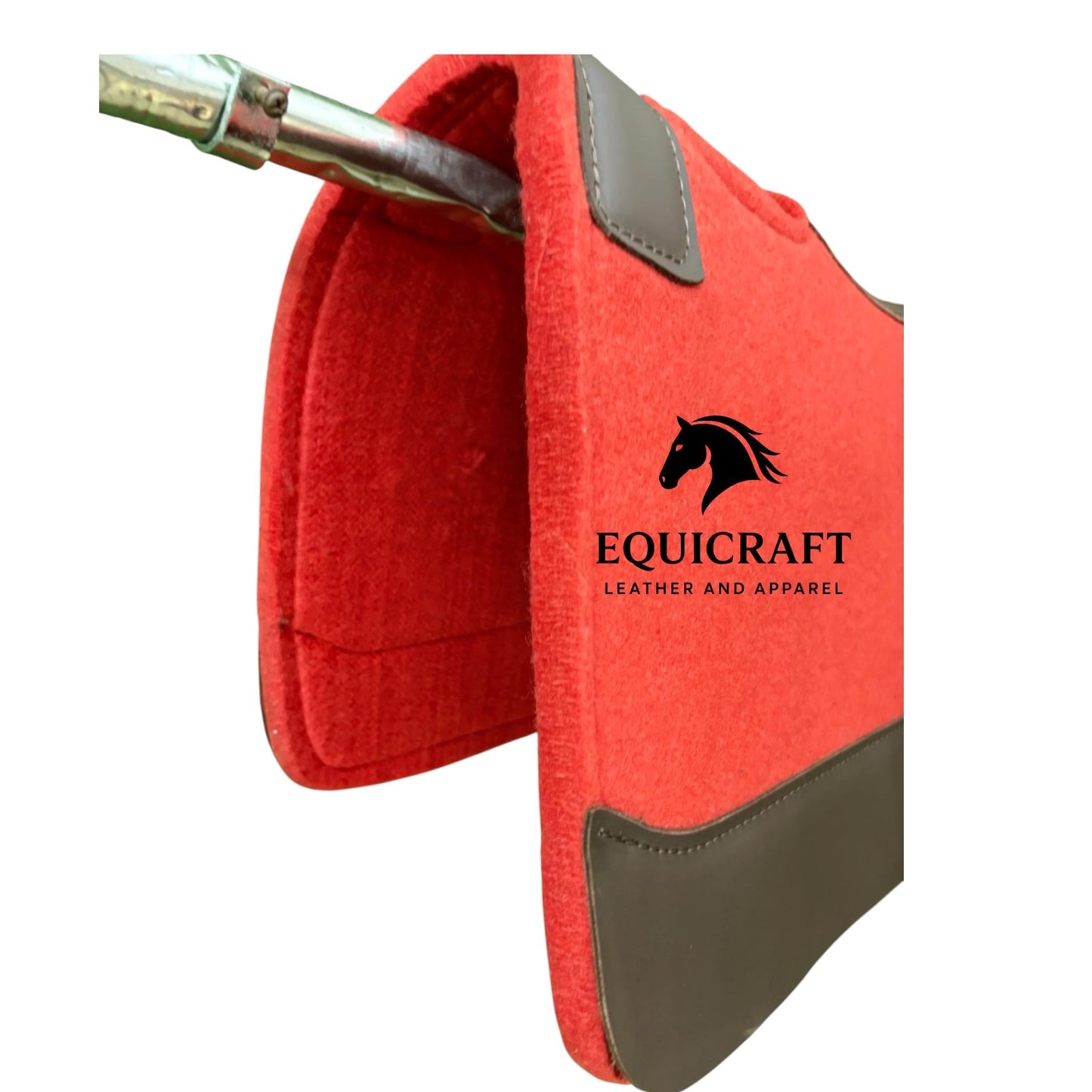 18 MM Red Woollen  Felt Saddle Pad with Leather | Western Riding Pad | 30X30" & 32X32"