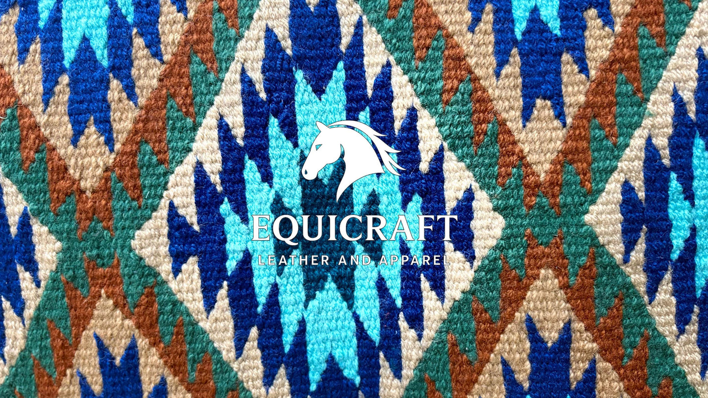 Western Ranch Saddle Blanket | NZ Wool Handwoven Pad | Customizable Horse Tack SIZE 32X32