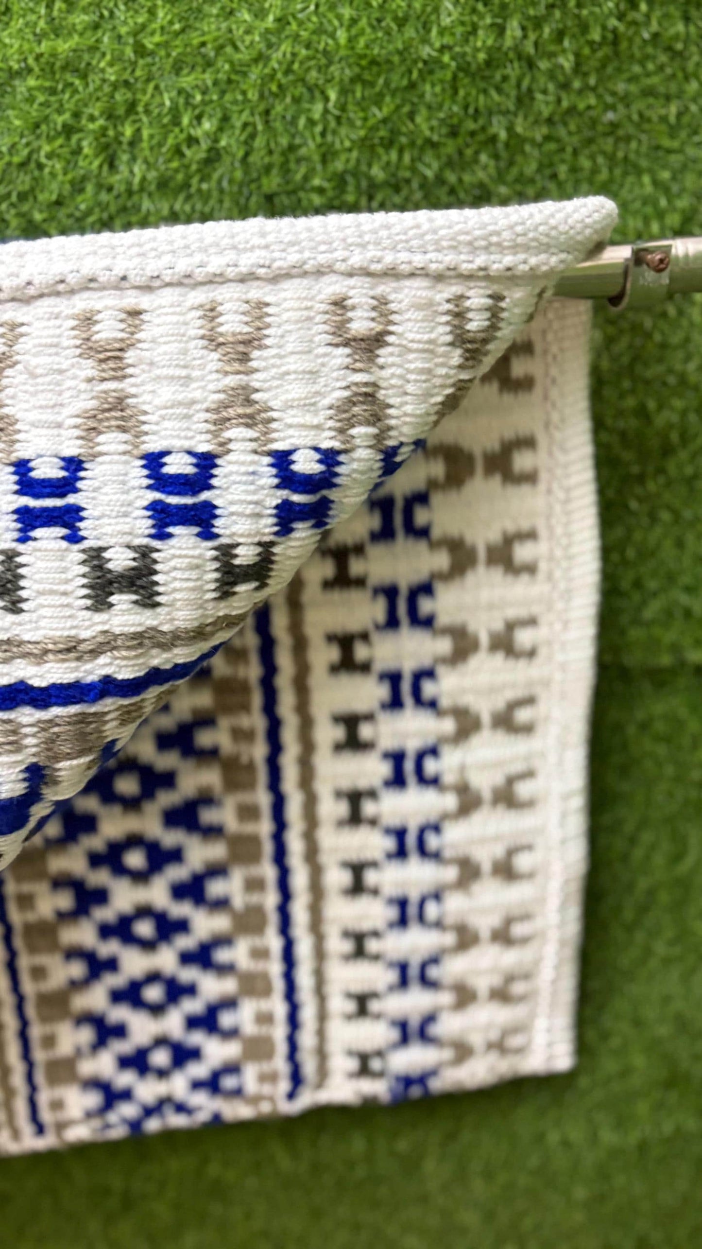 White Blue Grey Wool Western Saddle Pad – Aztec Diamond Show Pad | Horse Blanket Barrel Racing Rodeo Ranch Tack