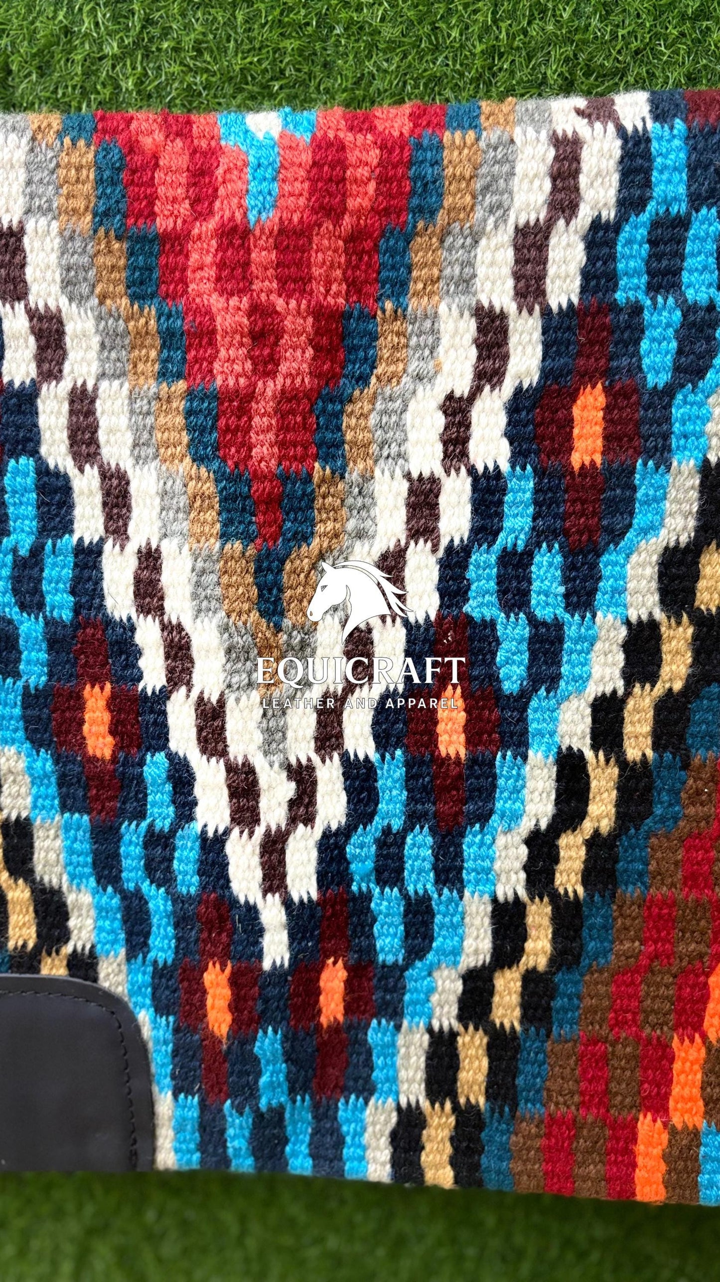 Multicolor Wool Western Saddle Pad – Rainbow Mosaic Show Pad | Horse Blanket Barrel Racing Rodeo Ranch Tack SIZE 34X 36