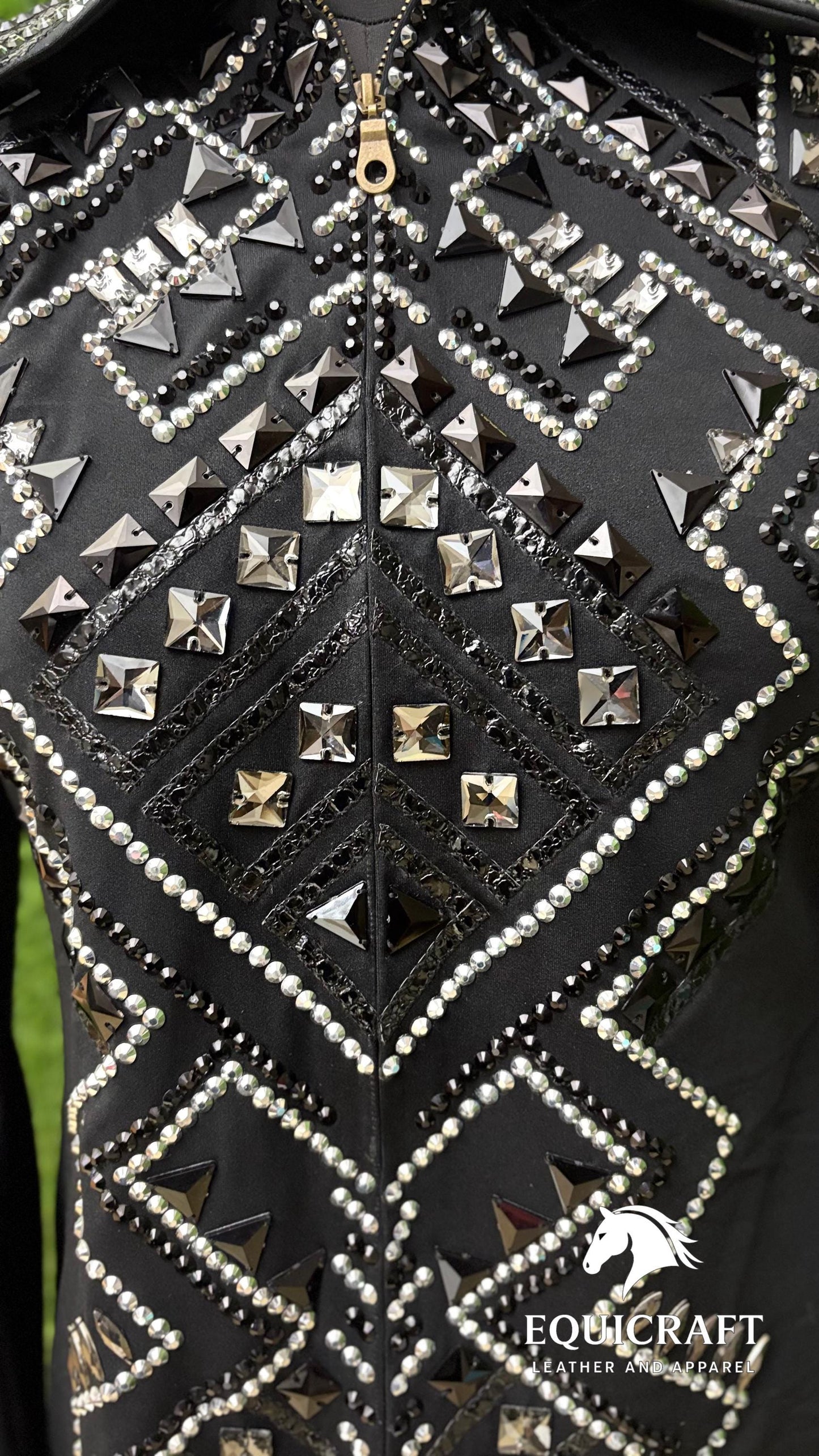 Black Western Showmanship Jacket | Hand-Embellished Crystal Show Jacket | Competition Riding Apparel (All Sizes)