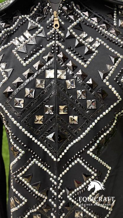 Black Western Showmanship Jacket | Hand-Embellished Crystal Show Jacket | Competition Riding Apparel (All Sizes)