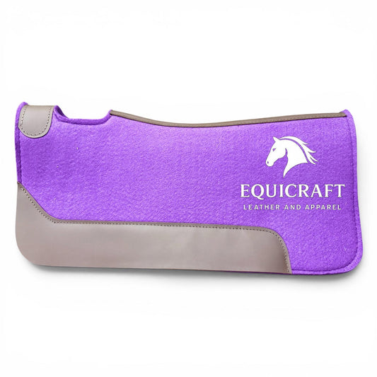 18 MM purple  Woollen Felt Saddle Pad with Leather | Western Riding Pad | 30X30" & 32X32"