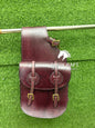 Burgundy Leather Western Saddle Bag – Double Ring Buckle Horse Trail Bag | Brass Hardware Cowboy Riding Tack