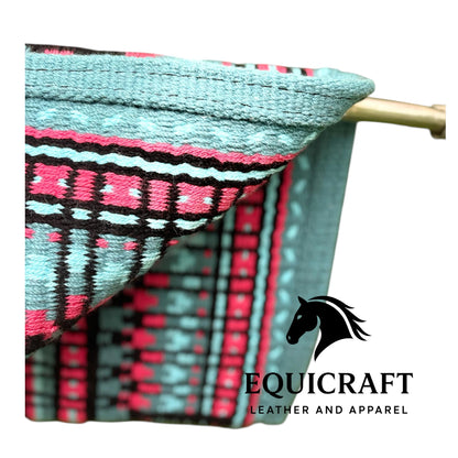 Mint Pink Wool Western Saddle Pad – Aztec Stripe Show Pad | Horse Blanket Barrel Racing Rodeo Ranch Tack