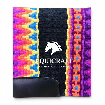 Purple Orange Wool Western Saddle Pad –Horse Blanket Barrel Racing Rodeo Tack Show Pad |