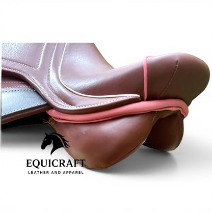 Brown Leather Close Contact Horse Saddle, English All Purpose Jumping Saddle with Iron Stirrups, 14 to 18 Inch Seat Sizes Available