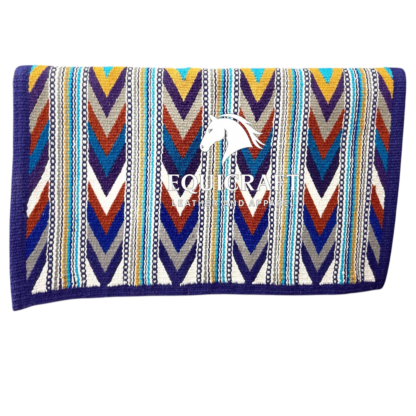 Purple Multicolor Wool Western Saddle Blanket – Aztec Chevron Show Blanket | Horse Pad Barrel Racing Rodeo Tack SIZE 34X42