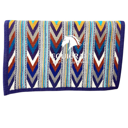 Purple Multicolor Wool Western Saddle Blanket – Aztec Chevron Show Blanket | Horse Pad Barrel Racing Rodeo Tack SIZE 34X42
