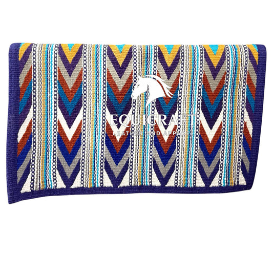 Purple Multicolor Wool Western Saddle Blanket – Aztec Chevron Show Blanket | Horse Pad Barrel Racing Rodeo Tack SIZE 34X42