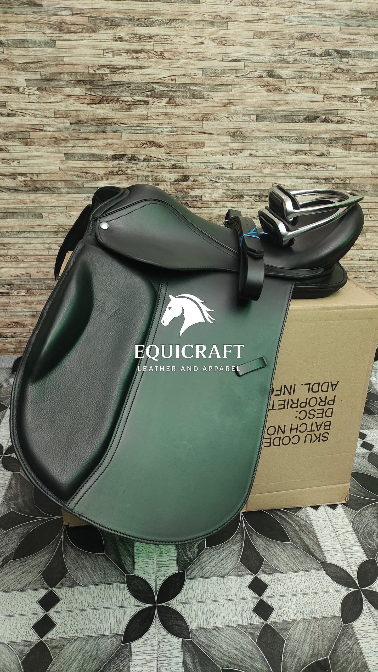 Black Leather Dressage Treeless Saddle | Long Flap English Saddle