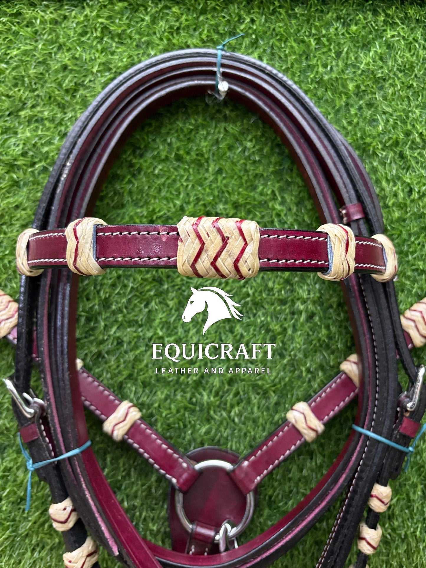 Burgundy Braided Rawhide Western Headstall & Breast Collar Set – Plain Horse Tack | Barrel Racing Rodeo Cowboy Gear