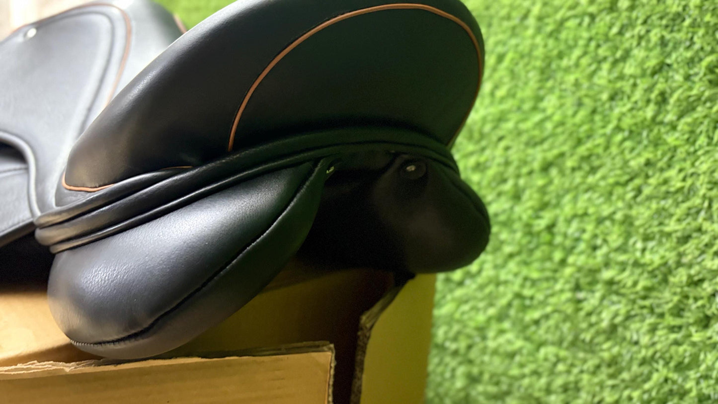 Black Leather Dressage Saddle | Long Flap English Saddle