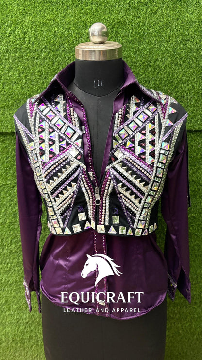 Purple Bolero + Matching Long Sleeve Shirt western show Bolero Set All sizes