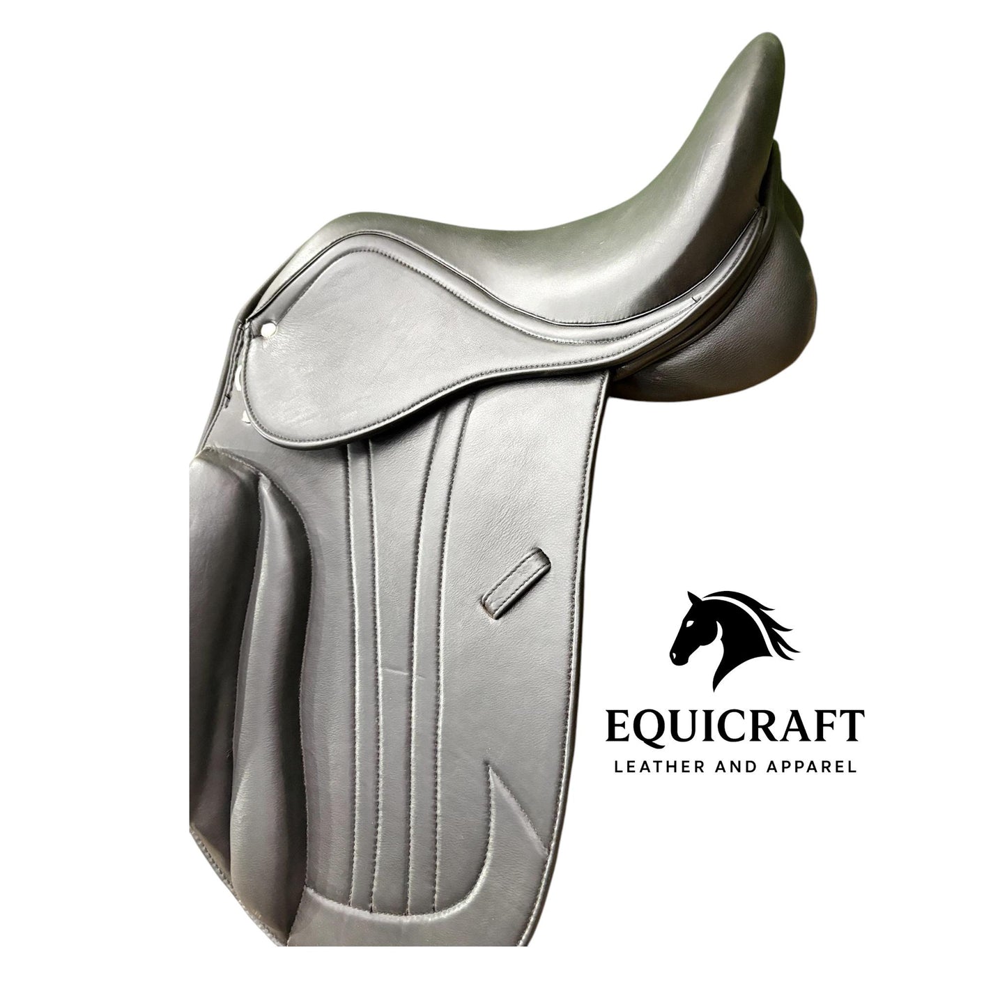 Black Leather Dressage Saddle | Long Flap English Saddle