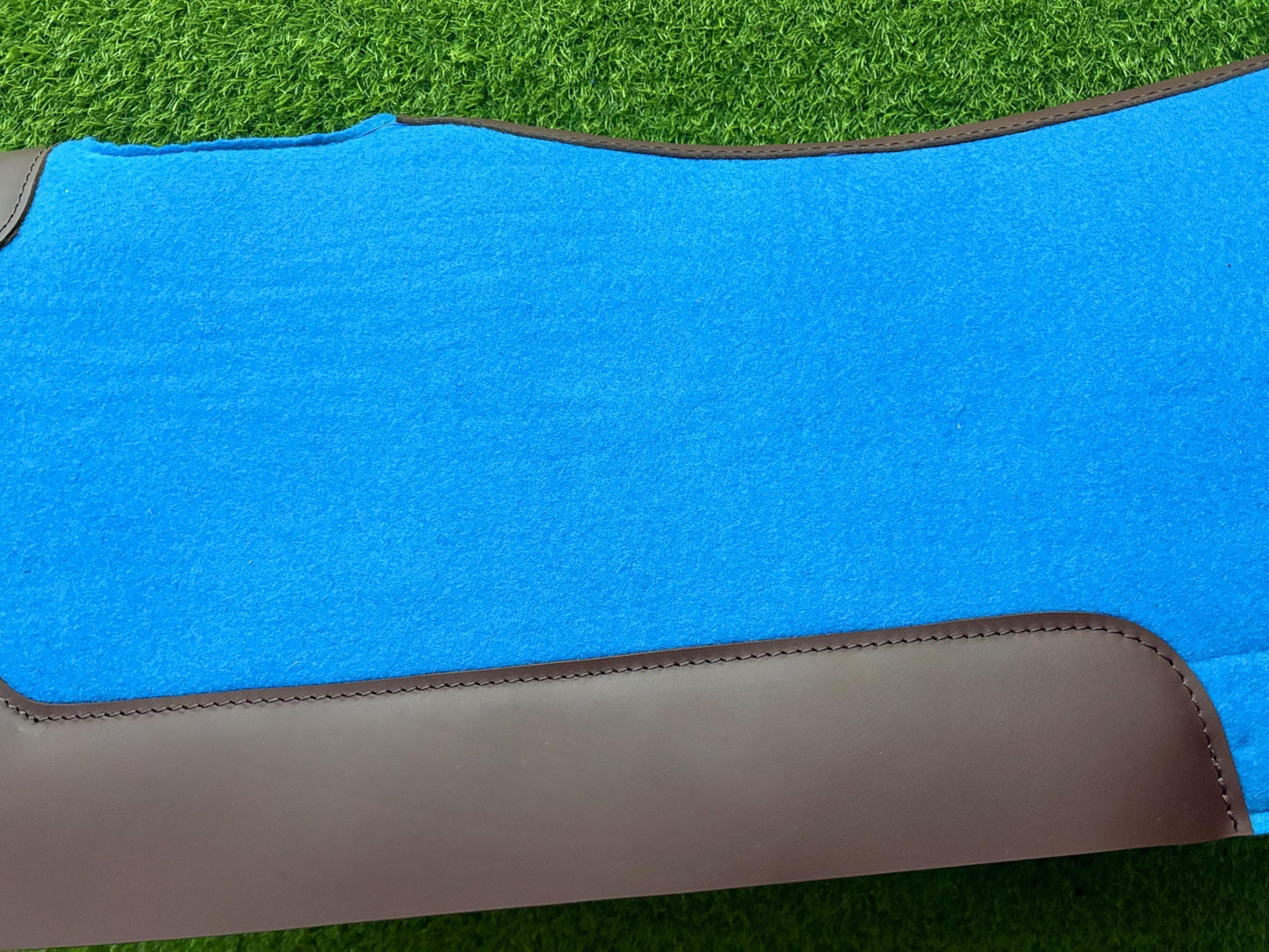18 MM Blue Woollen Felt Saddle Pad with Leather | Western Riding Pad | 30X30" & 32X32"