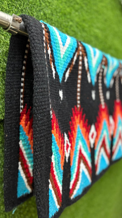 Western Saddle Pad | Black Saddle Blanket | Aztec Wool Horse Pad | Turquoise Brown Show Pad | Horse Tack Gift