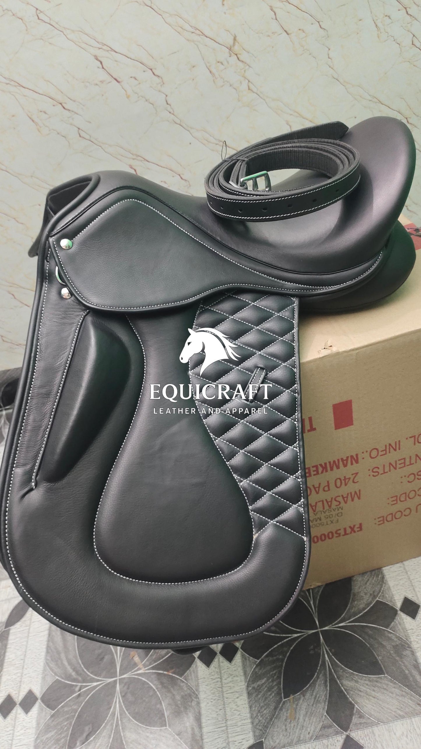 Black Leather Dressage Saddle | Long Flap English Saddle