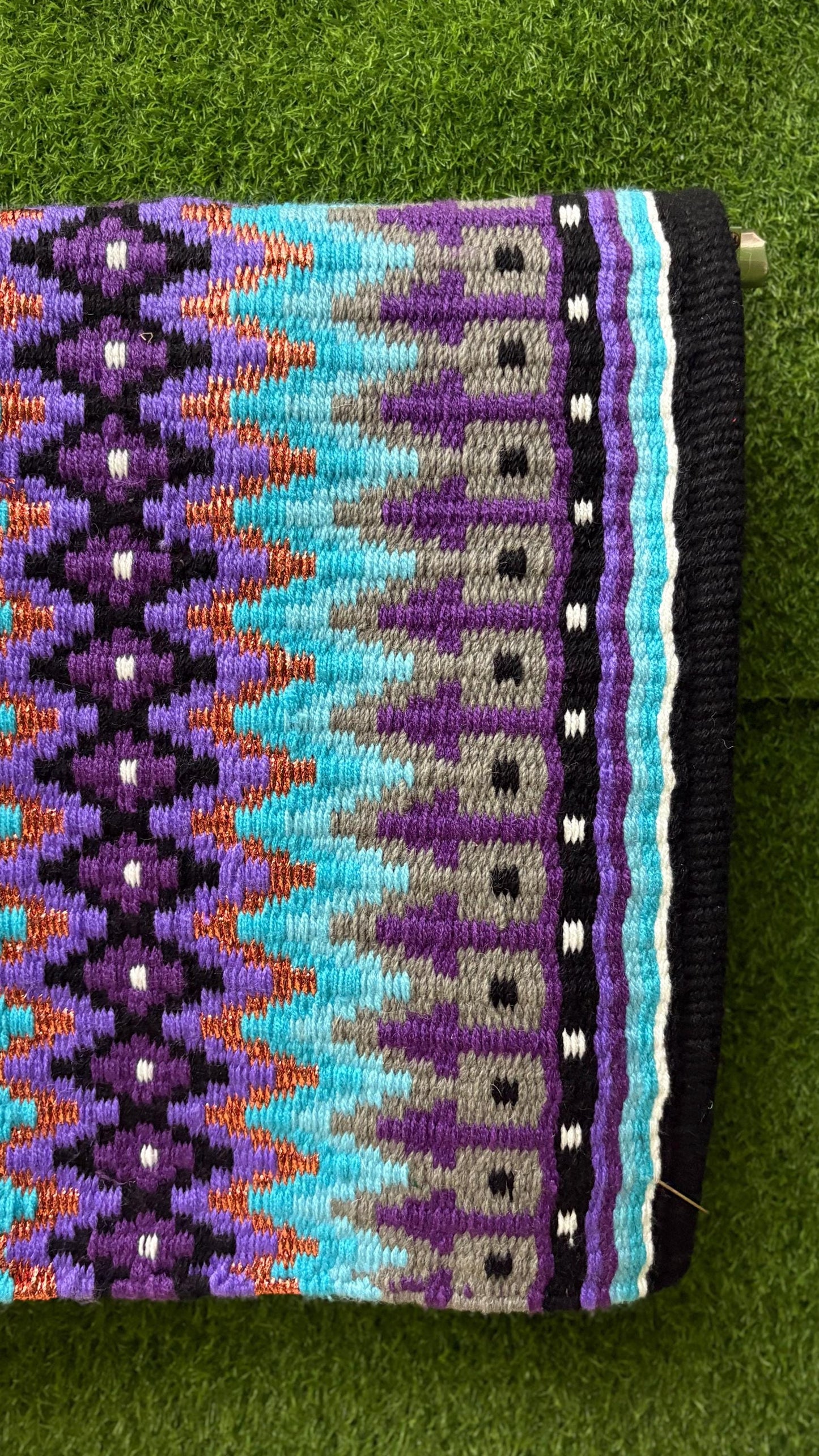 Western Saddle Pad | Black Purple Turquoise Saddle Blanket | Aztec Wool Horse Pad | Southwest Show Pad | Horse Tack Gift