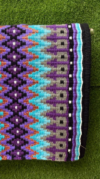 Western Saddle Pad | Black Purple Turquoise Saddle Blanket | Aztec Wool Horse Pad | Southwest Show Pad | Horse Tack Gift