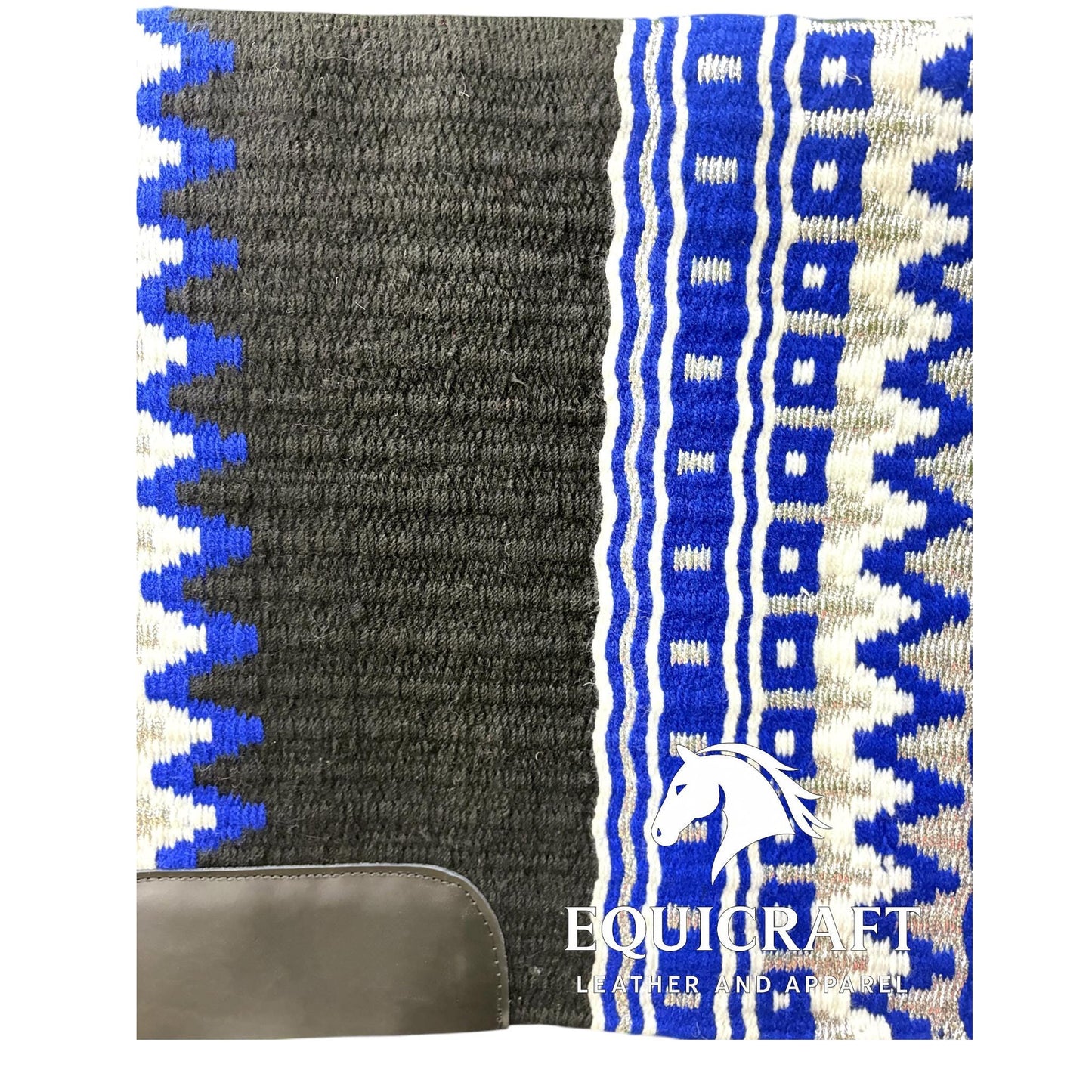 Royal Blue Black Wool Western Saddle Pad – Aztec Stripe Show Pad | Horse Blanket Barrel Racing Rodeo Ranch Tack SIZE 36X42