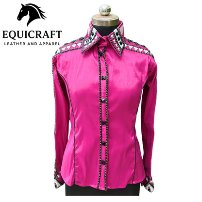Pink Western Show Shirt | Rodeo Shirt Women | Cowgirl Show Clothing | Equestrian Apparel