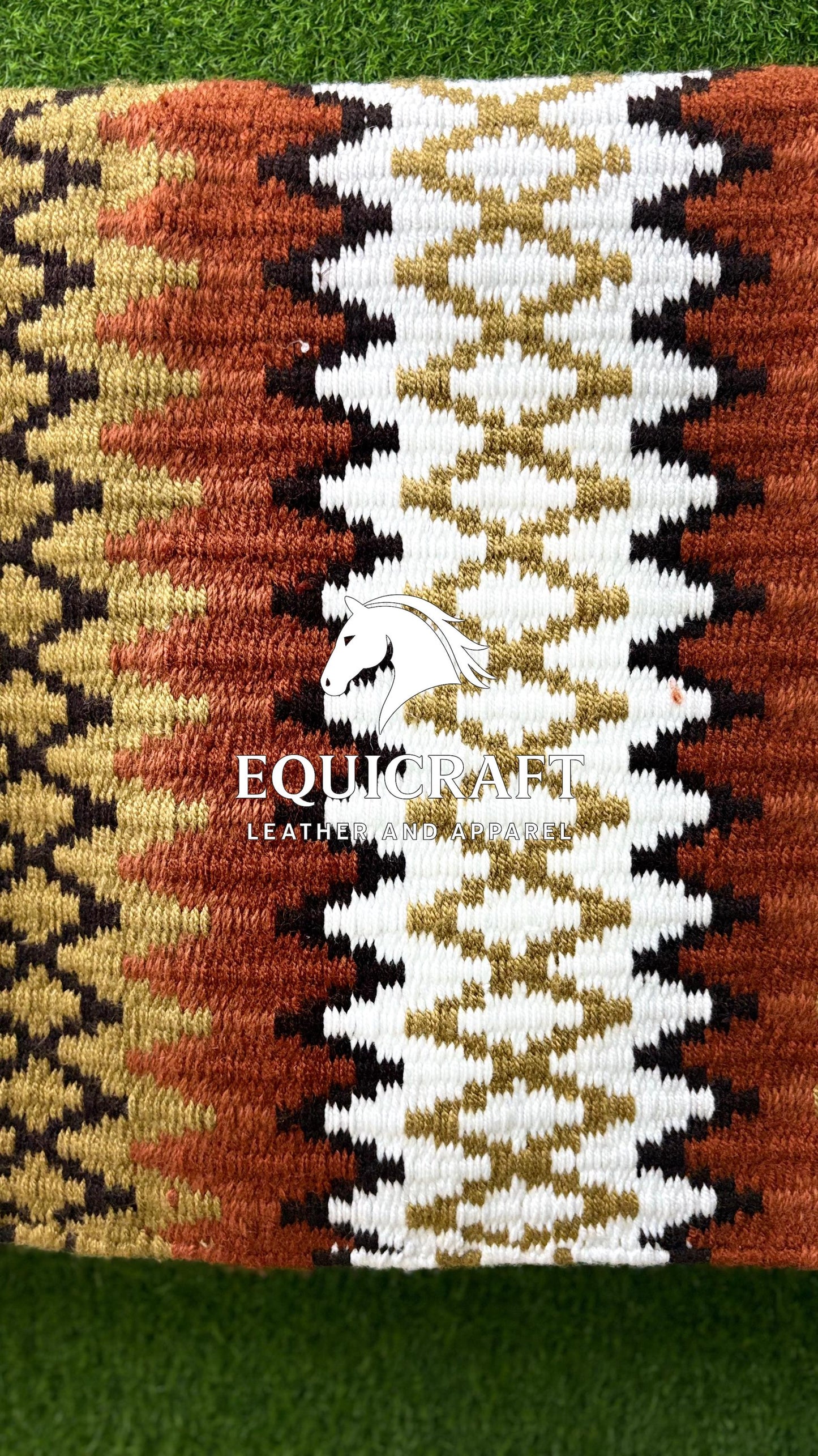 Rust Orange Gold Wool Western Saddle Pad – Aztec Zigzag Show Pad | Horse Blanket Barrel Racing Rodeo Ranch Tack