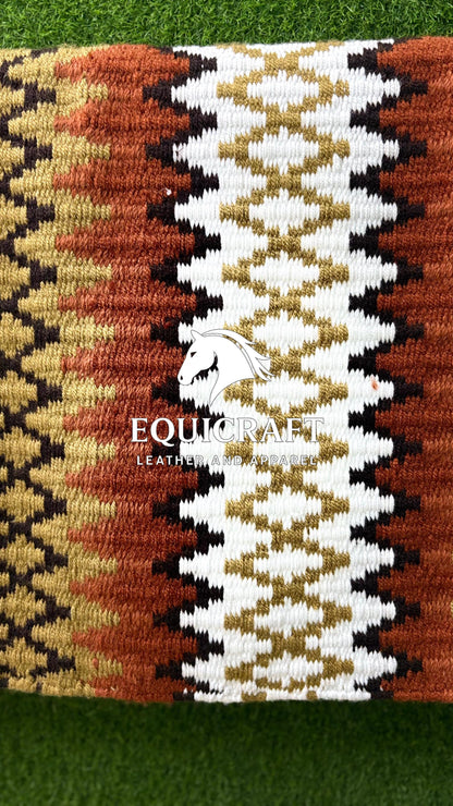 Rust Orange Gold Wool Western Saddle Pad – Aztec Zigzag Show Pad | Horse Blanket Barrel Racing Rodeo Ranch Tack