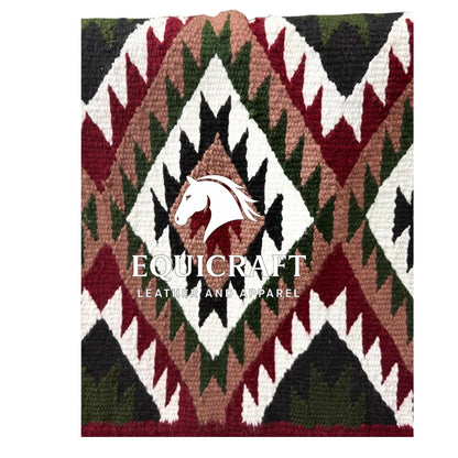 Burgundy Green Wool Western Saddle Blanket – Aztec Diamond Show Blanket | Horse Pad Barrel Racing Rodeo Ranch Tack