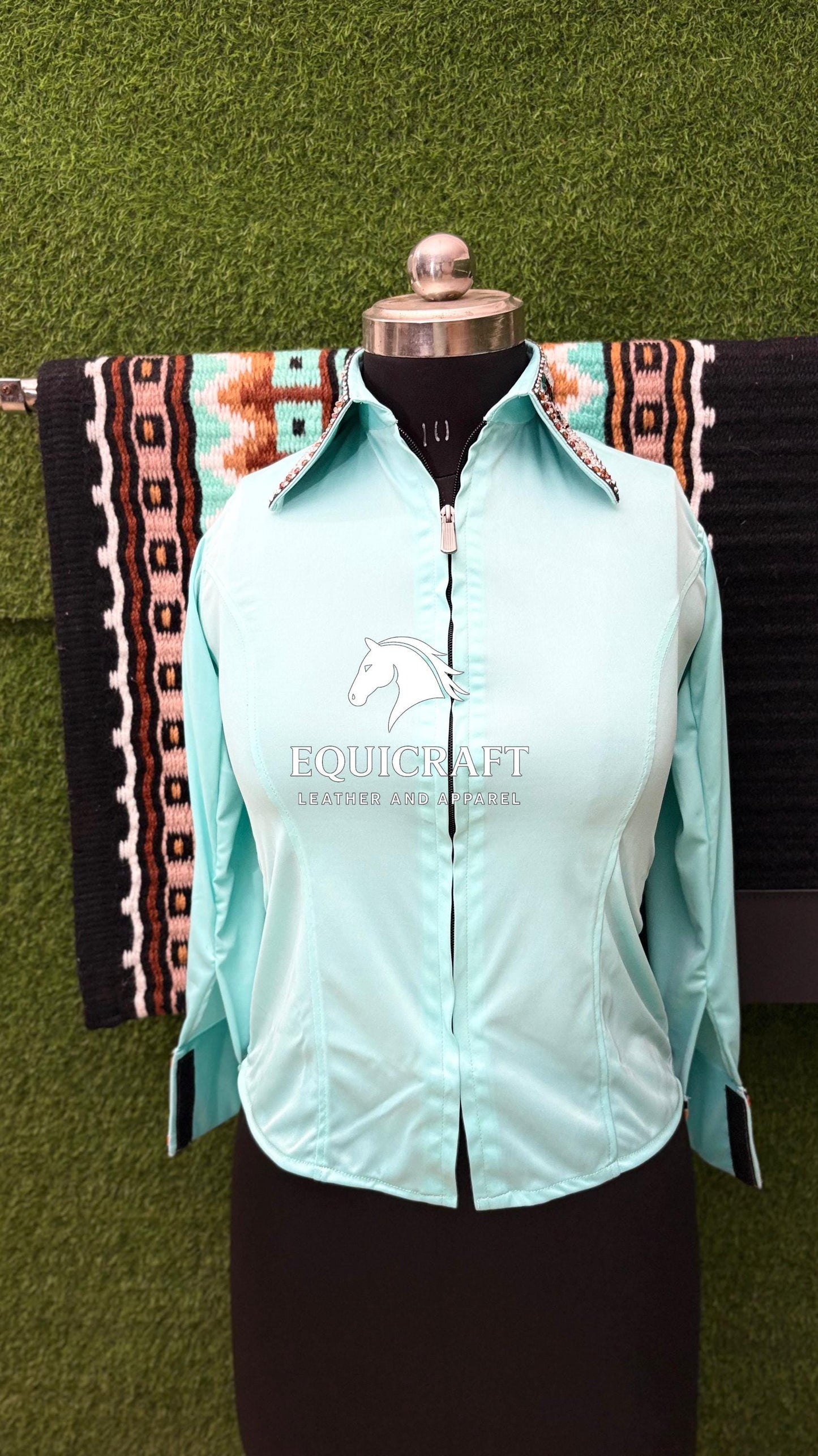 Rhinestone Western Show Shirt & Wool Saddle Blanket | Showmanship Apparel Set