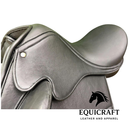 Black Leather Dressage Saddle | Long Flap English Saddle