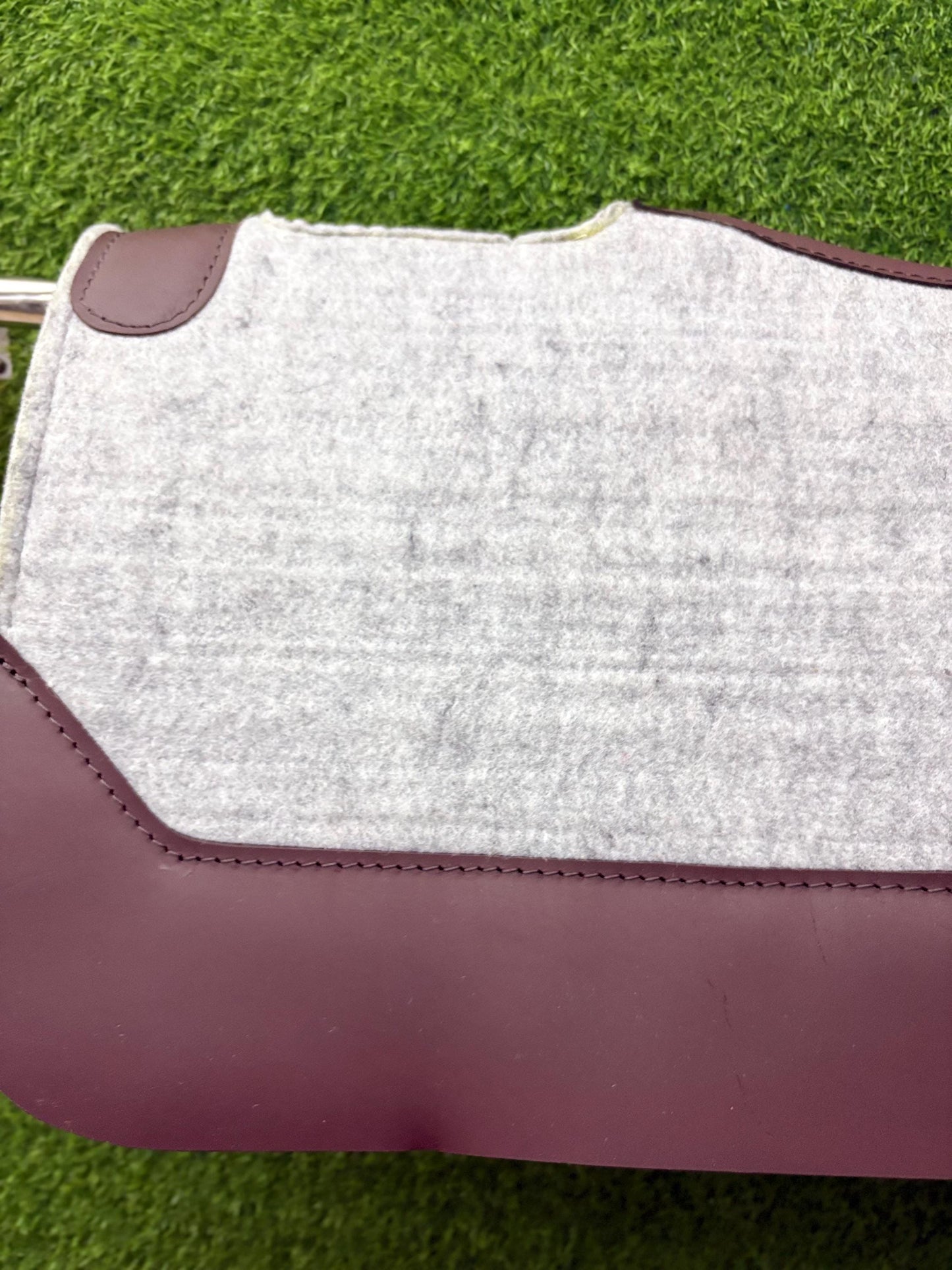 18 MM Grey Woollen  Felt Saddle Pad with Leather | Western Riding Pad | 30X30" & 32X32"