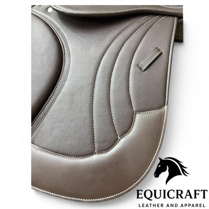 Premium Close Contact Saddle | Brown Leather English Riding Saddle for Training & Jumping