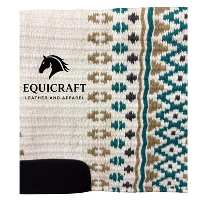 White Teal Tan Wool Western Saddle Pad Horse Blanket Barrel Racing Rodeo Tack Show Pad |
