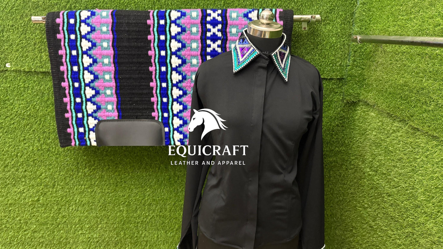 Western Showmanship Set | Crystal Show Shirt with Wool Saddle Blanket | Custom Options