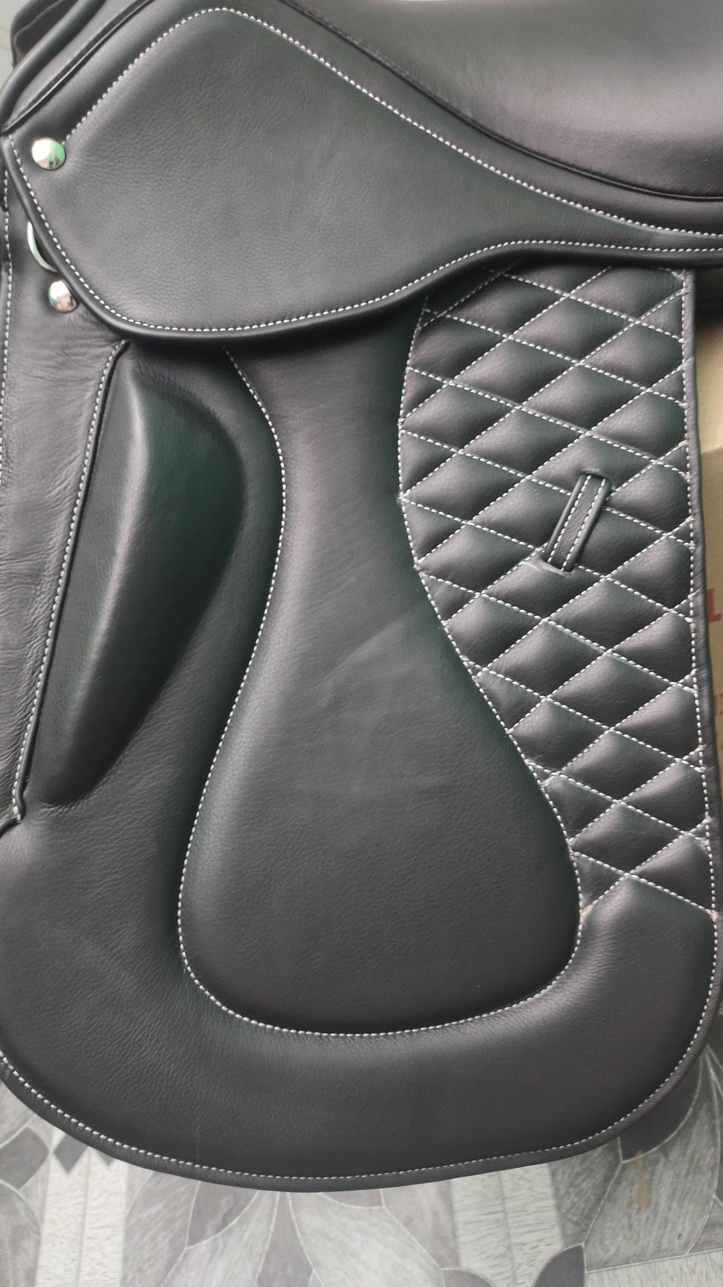 Black Leather Dressage Saddle | Long Flap English Saddle