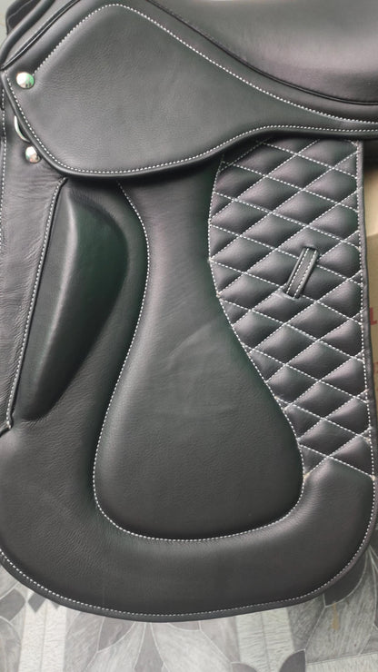 Black Leather Dressage Saddle | Long Flap English Saddle
