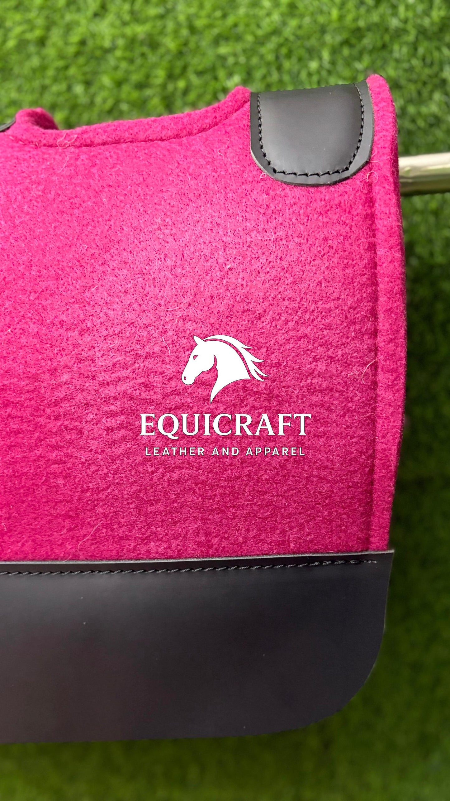 18 MM Pink Woollen  Felt Saddle Pad with Leather | Western Riding Pad | 30X30" & 32X32"