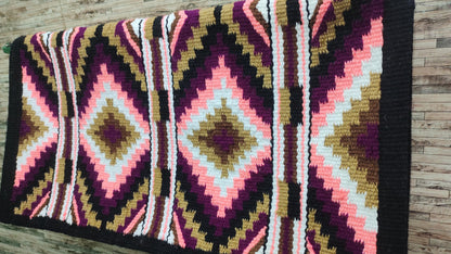 Purple Pink Wool Western Saddle Blanket  Horse Pad Rodeo Ranch Tack Diamond Show Blanket |