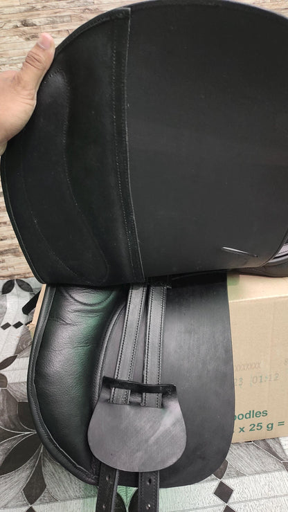 Black Leather Dressage Saddle | Long Flap English Saddle