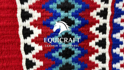 Western Show Saddle Pad | Red Blue Black Turquoise Wool Blanket | Hand-Woven Southwestern Horse Saddle Pad | Rodeo show Pad Equestrian Gift