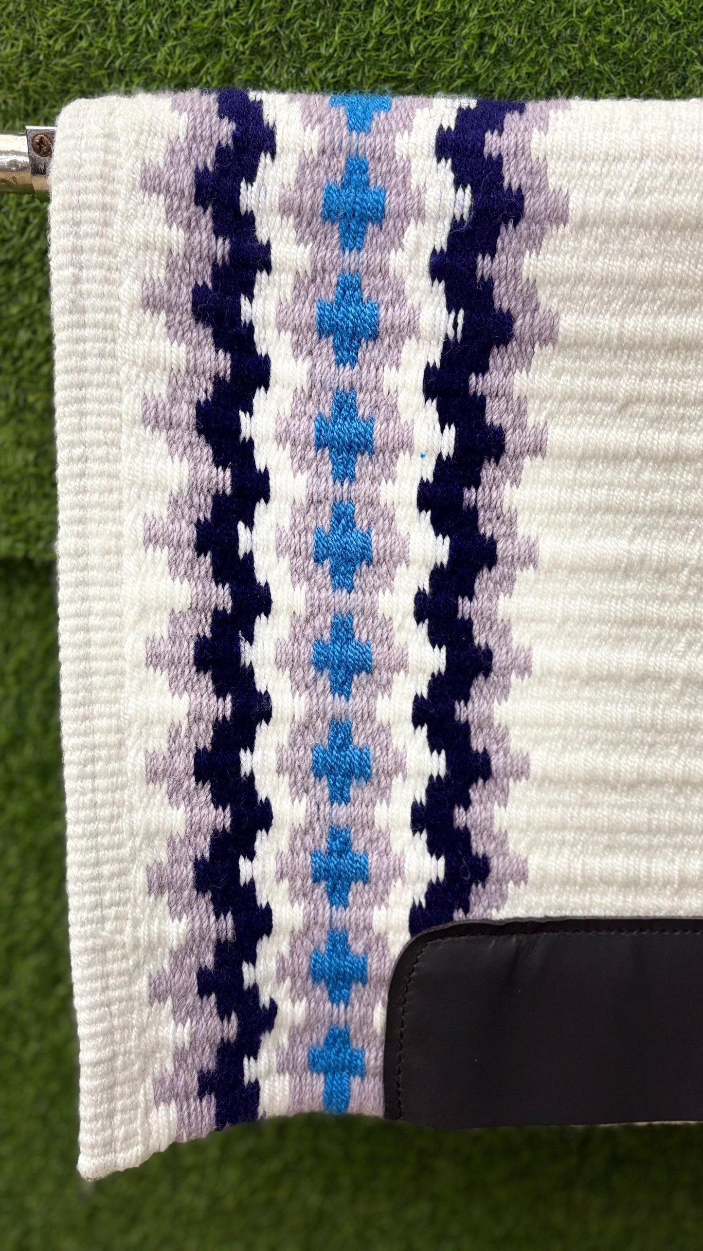 Western Saddle Pad | White Purple Blue Saddle Blanket | Wool Horse Pad | Southwest Show Pad | Horse Tack Gift